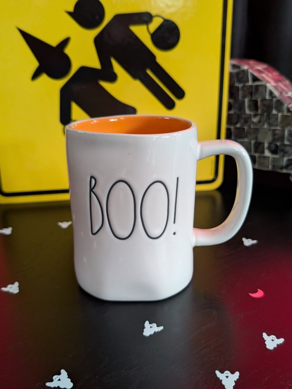 Rae Dunn BOO! White w/ Orange Mug New